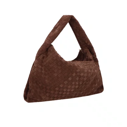 Bolsa Luiza Barcelos Feminina Marrom Café Tressê Camurça - Grande 