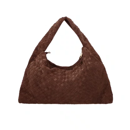 Bolsa Luiza Barcelos Feminina Marrom Café Tressê Camurça - Grande 