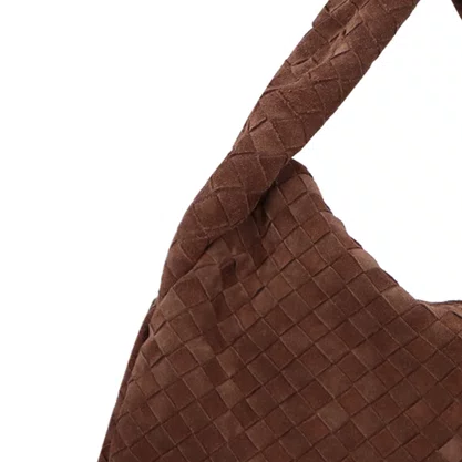 Bolsa Luiza Barcelos Feminina Marrom Café Tressê Camurça - Grande 