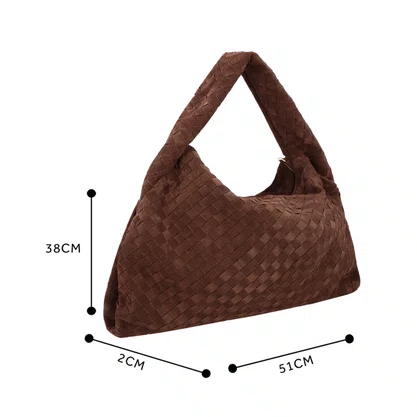 Bolsa Luiza Barcelos Feminina Marrom Café Tressê Camurça - Grande 