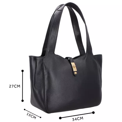 Bolsa Luiza Barcelos Feminina Preta Couro - Média 