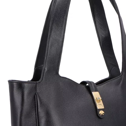 Bolsa Luiza Barcelos Feminina Preta Couro - Média 