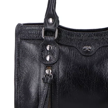 Bolsa Luiza Barcelos Feminina Preta Couro - Pequena 