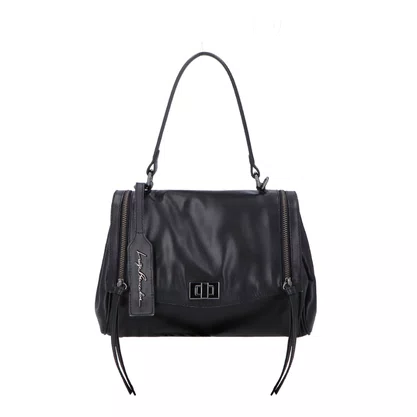 Bolsa Luiza Barcelos Feminina Preta Couro - Pequena 