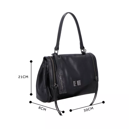 Bolsa Luiza Barcelos Feminina Preta Couro - Pequena 