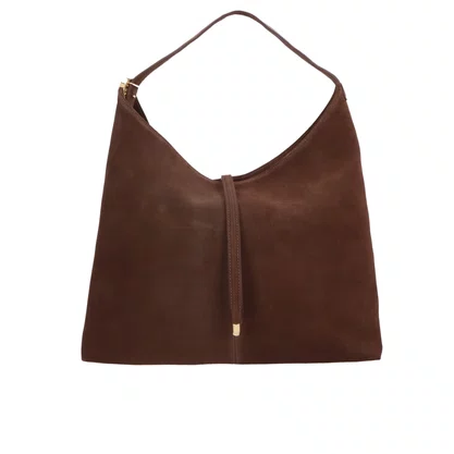 Bolsa Luiza Barcelos Femininas Hobo Café Camurça - Média