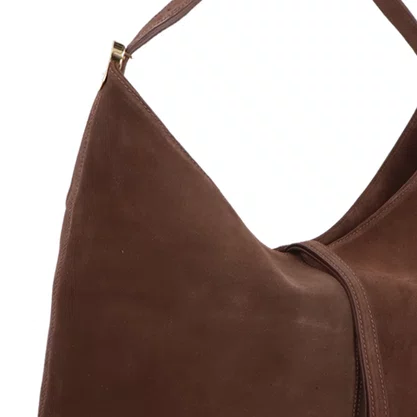 Bolsa Luiza Barcelos Femininas Hobo Café Camurça - Média 