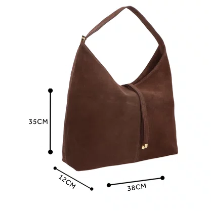 Bolsa Luiza Barcelos Femininas Hobo Café Camurça - Média 