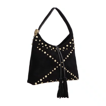 Bolsa Luiza Barcelos Preto Camurça - Média 
