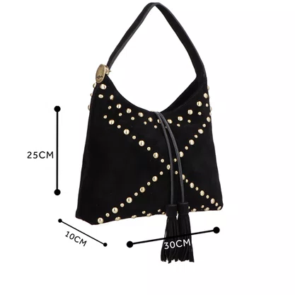 Bolsa Luiza Barcelos Preto Camurça - Média 