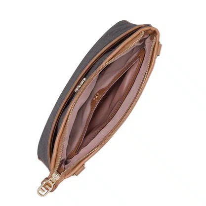 Bolsa Luz da Lua Feminina Tiracolo Média Monograma Mocca