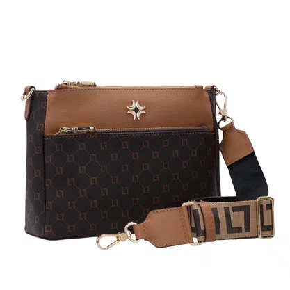 Bolsa Luz da Lua Feminina Tiracolo Monograma Mocca Pequena