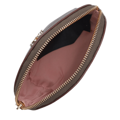 Bolsa Luz da Lua Feminina Tiracolo Pequena Monograma Mocca Couro