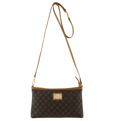 Bolsa Luz da Lua Feminina Tiracolo Pequena Monograma Mocca Couro