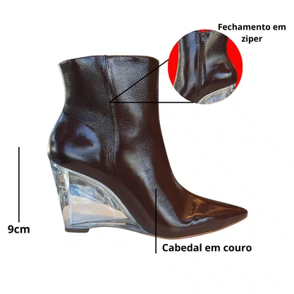 Bota Berti Maria Feminina Cano Baixo Java Couro