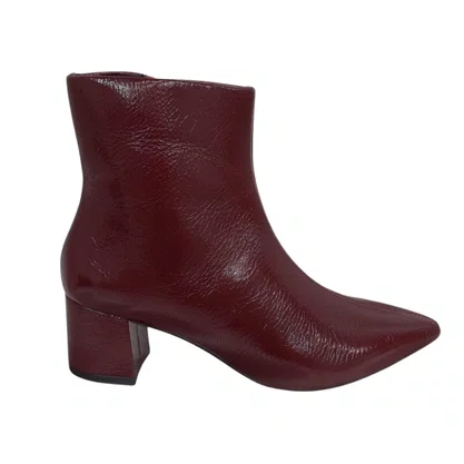 Bota Berti Maria Feminina Salto Bloco Cabernet Couro Verniz