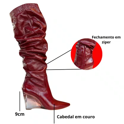 Bota Berti Maria Slouchy Feminina Rubbino Couro