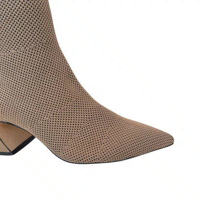 Bota Carrano Feminina Cano Curto Knit Dark Almond