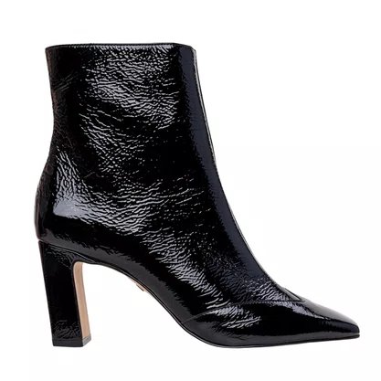 Bota Carrano Feminina Preta Cano Curto Couro Verniz