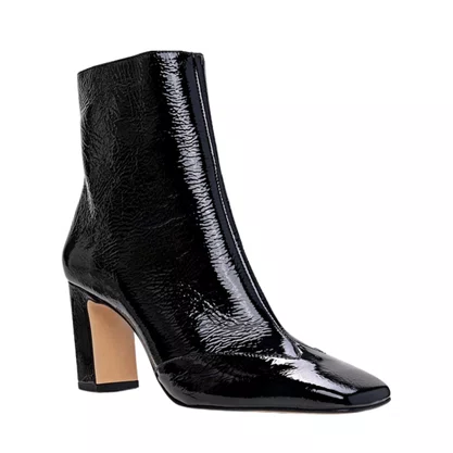 Bota Carrano Feminina Preta Cano Curto Couro Verniz