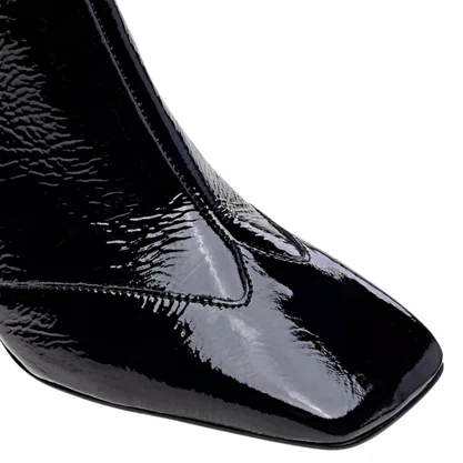 Bota Carrano Feminina Preta Cano Curto Couro Verniz