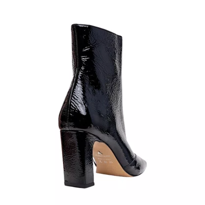 Bota Carrano Feminina Preta Cano Curto Couro Verniz