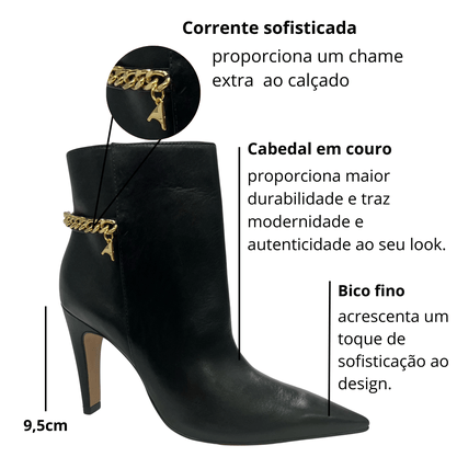Bota Carrano Feminina Salto Fino Preta Couro