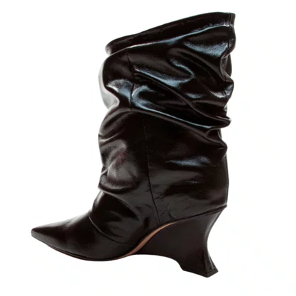 Bota Cecconello Feminina Slouchy Preta Couro