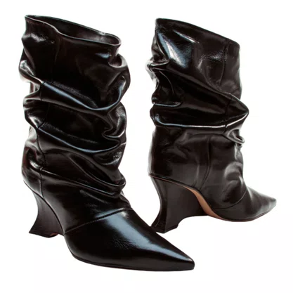 Bota Cecconello Feminina Slouchy Preta Couro