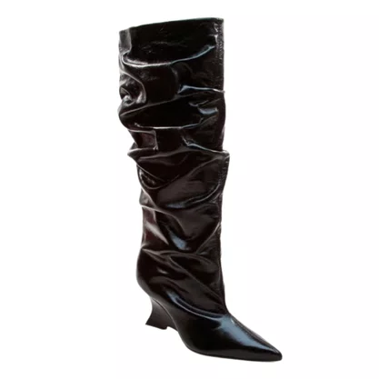 Bota Cecconello Slouchy Feminina Preta Couro