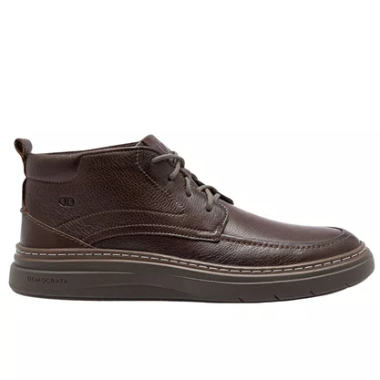 Bota Democrata Grid Masculina Grid Café Tabaco Couro 