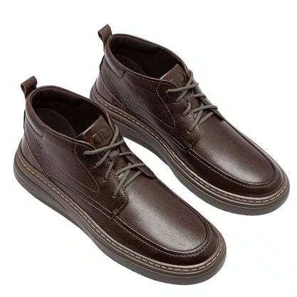 Bota Democrata Grid Masculina Grid Café Tabaco Couro 