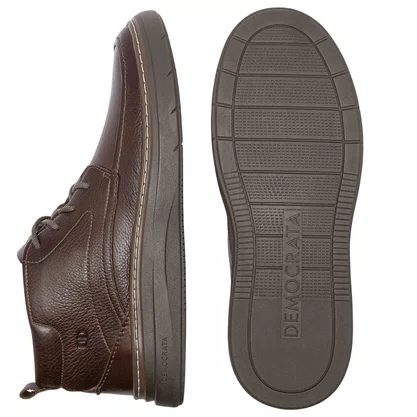 Bota Democrata Grid Masculina Grid Café Tabaco Couro 
