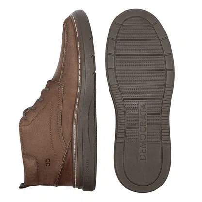 Bota Democrata Grid Masculina Grid Castanho Tabaco Couro 
