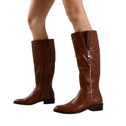 Bota Jorge Bischoff Feminina Cano Alto Marrom Couro