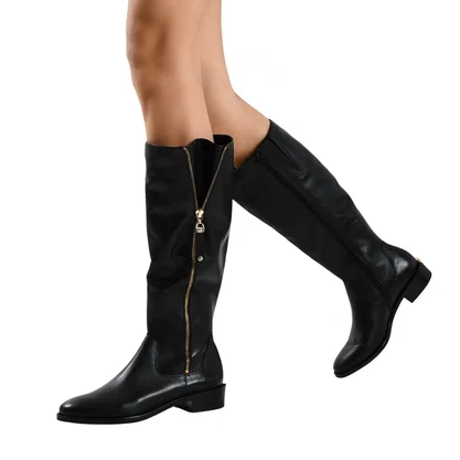 Bota Jorge Bischoff Feminina Cano Alto Preto Couro