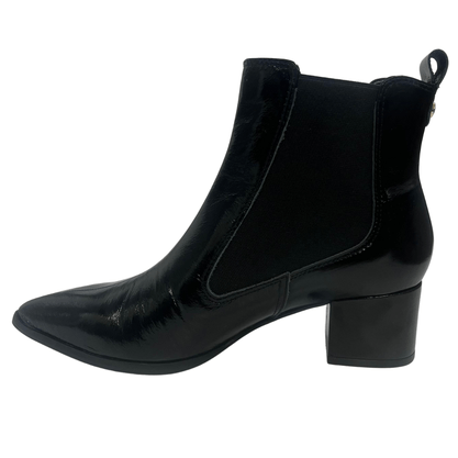Bota Jorge Bischoff Feminina Cano Baixo Preto Couro Verniz