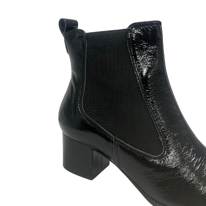Bota Jorge Bischoff Feminina Cano Baixo Preto Couro Verniz