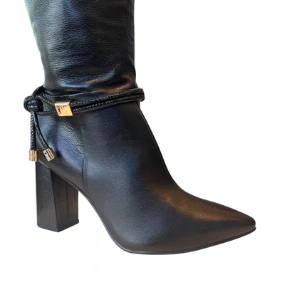 Bota Jorge Bischoff Feminina Cano Longo Preta Couro