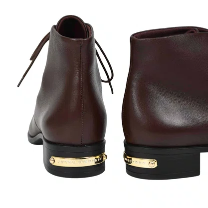 Bota Jorge Bischoff Feminina Salto Baixo Marrom Couro