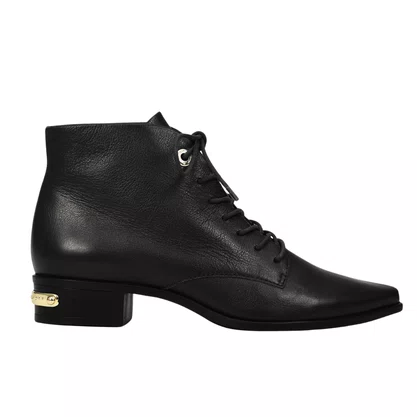 Bota Jorge Bischoff Feminina Salto Baixo Preto Couro