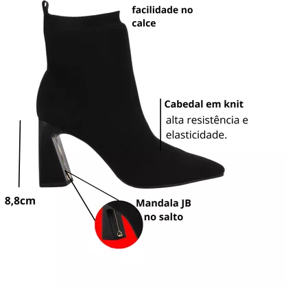 Bota Jorge Bischoff Feminina Vano Baixo Preta Knit