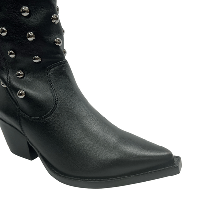 Bota Jorge Bischoff Feminina Western Tachas Preto Couro