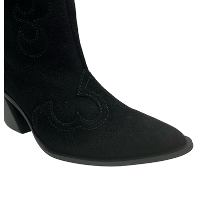 Bota Lança Perfume Feminina western Preto Couro Ccamurça