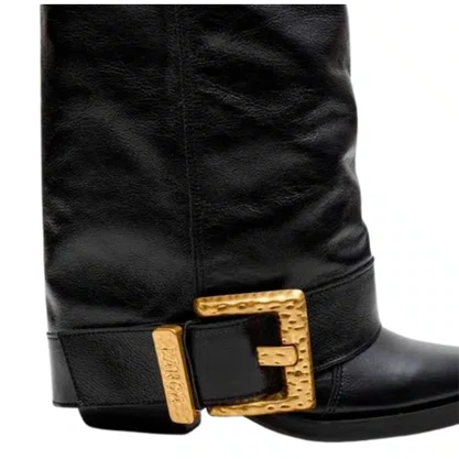 Bota Lança Perfume Fold Over Feminina Fivela Couro 
