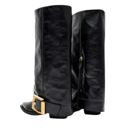 Bota Lança Perfume Fold Over Feminina Fivela Couro 
