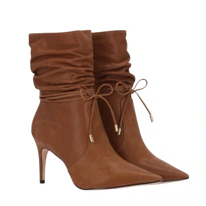 Bota Lua da Lua Feminina Cano Curto Canela Couro