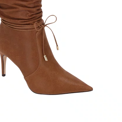 Bota Lua da Lua Feminina Cano Curto Canela Couro