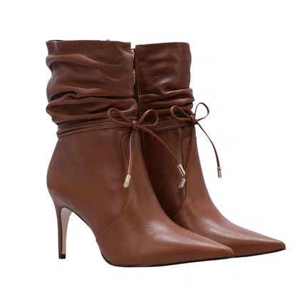 Bota Lua da Lua Feminina Cano Curto Canela Couro