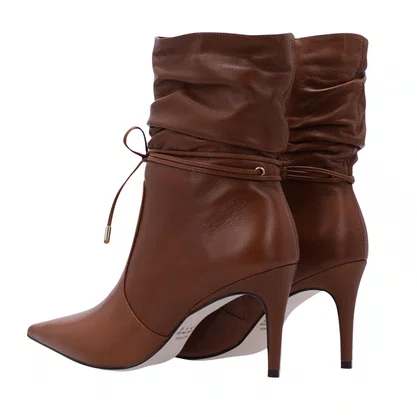 Bota Lua da Lua Feminina Cano Curto Canela Couro